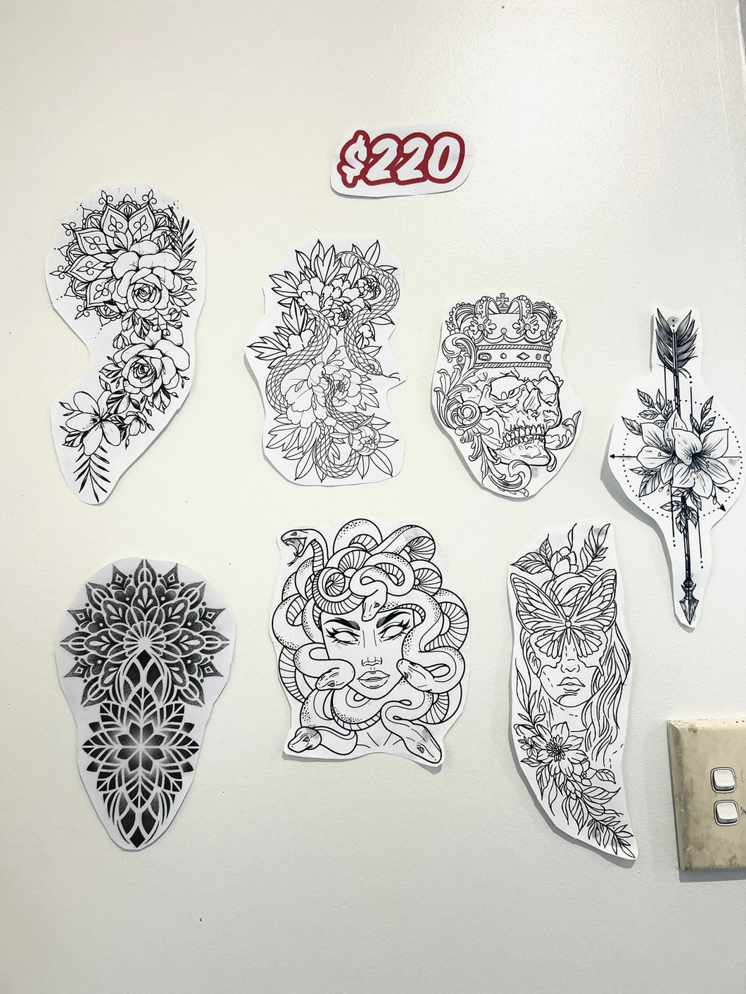 $220 Flash Board Tattoos