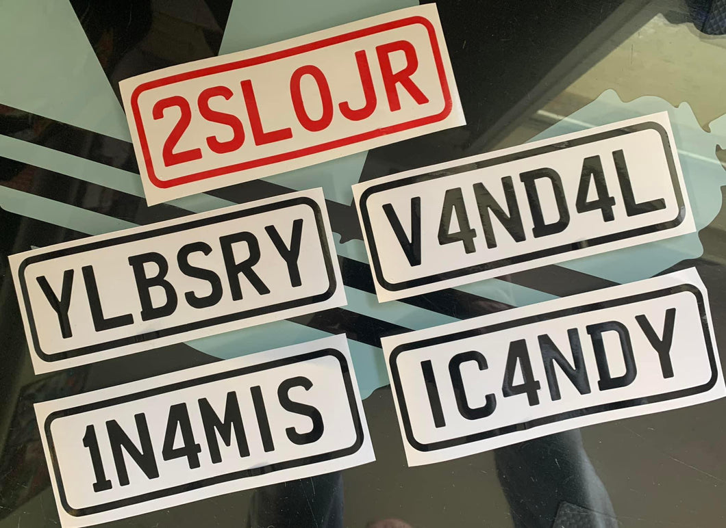 NUMBER PLATE DECALS CUSTOM