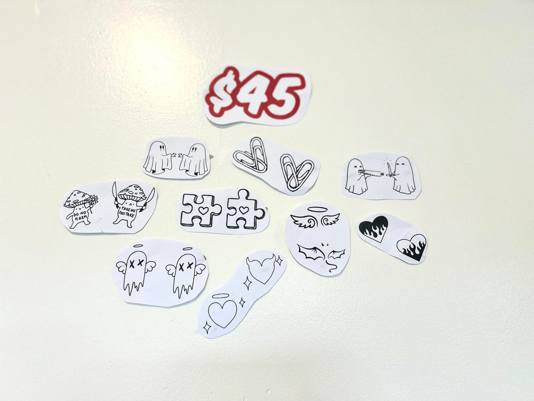 $45 Flash Board Tattoos